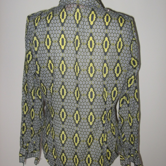 TORY BURCH Geometric Cotton Button Front Shirt 12 - Picture 4 of 5